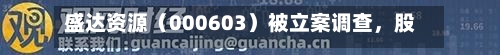 盛达资源(000603)被立案调查,股民索赔可期